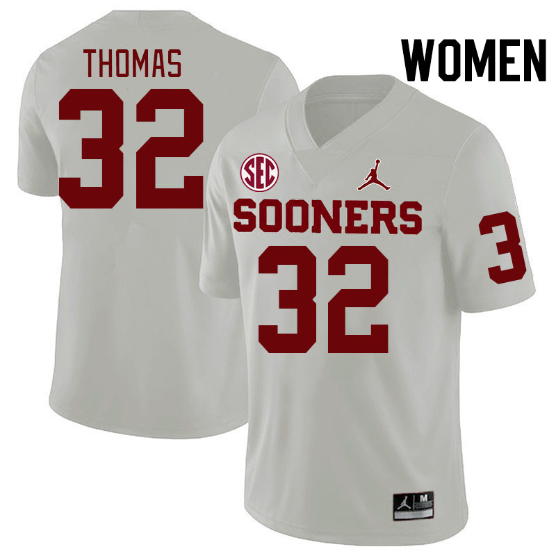 Women #32 R Mason Thomas Oklahoma Sooners 2024 SEC Conference College Football Jerseys-White